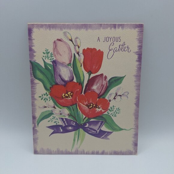 Vintage BAP Co Joyous Easter Floral Greeting Card Sentimental USA Craft Journal - Picture 1 of 4